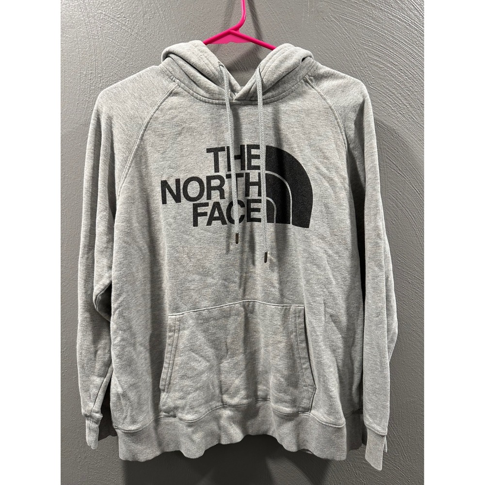 The North Face Womens Heather Grey Graphic Logo Pullover Hoodie Size Large